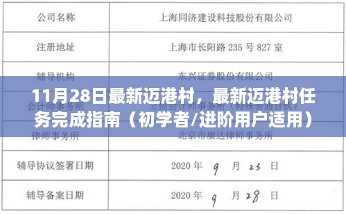 最新迈港村任务完成指南，适合初学者与进阶用户的攻略（11月28日更新）