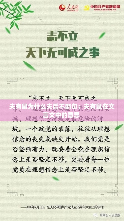 夫有鼠为什么夫后不断句：夫有鼠在文言文中的意思 