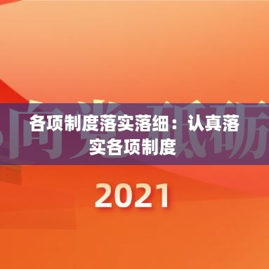 各项制度落实落细：认真落实各项制度 