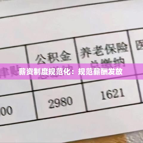 薪资制度规范化：规范薪酬发放 