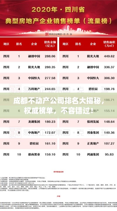 成都不动产公司排名大揭秘，权威榜单，不容错过！