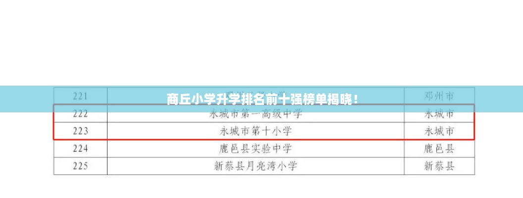商丘小学升学排名前十强榜单揭晓！