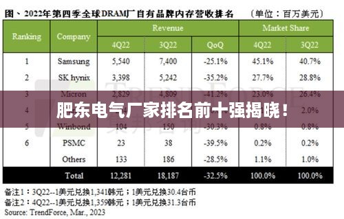 肥东电气厂家排名前十强揭晓！