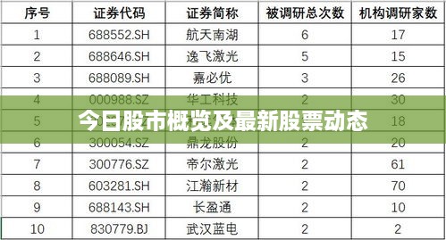 今日股市概览及最新股票动态