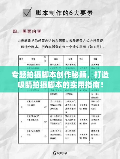 专题拍摄脚本创作秘籍，打造吸睛拍摄脚本的实用指南！