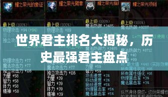 世界君主排名大揭秘，历史最强君主盘点
