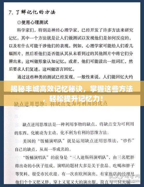 揭秘丰城高效记忆秘诀，掌握这些方法，轻松提升记忆力！
