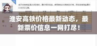 淮安高铁价格最新动态，最新票价信息一网打尽！