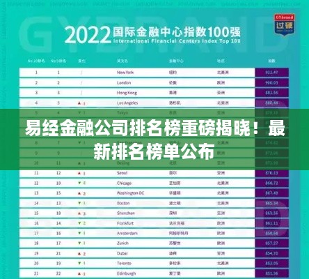 易经金融公司排名榜重磅揭晓！最新排名榜单公布