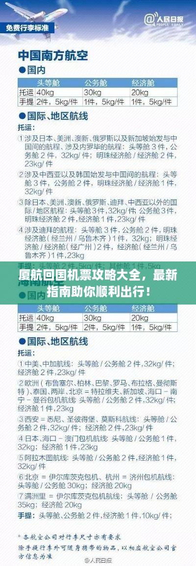 厦航回国机票攻略大全，最新指南助你顺利出行！