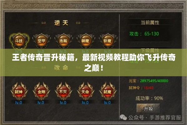 王者传奇晋升秘籍，最新视频教程助你飞升传奇之巅！