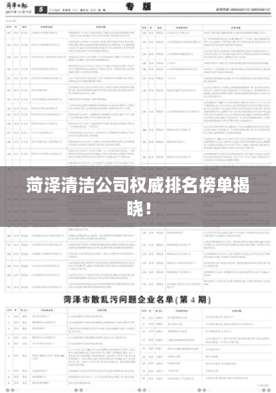 菏泽清洁公司权威排名榜单揭晓！