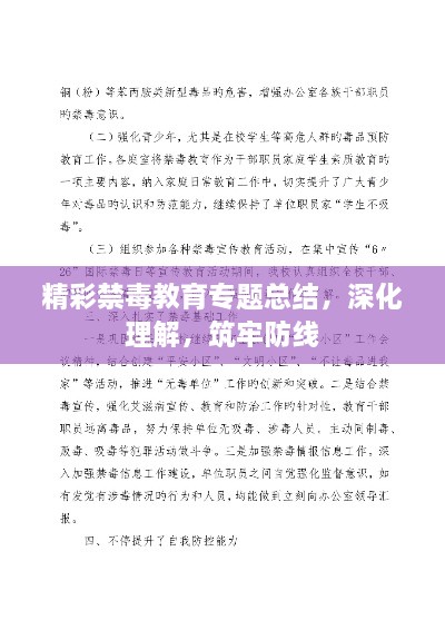 精彩禁毒教育专题总结，深化理解，筑牢防线
