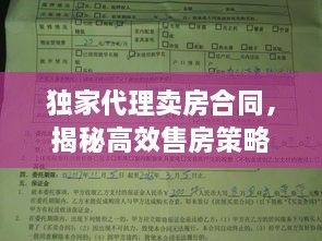 独家代理卖房合同，揭秘高效售房策略，保障双方权益！