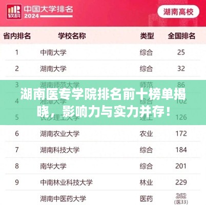 湖南医专学院排名前十榜单揭晓，影响力与实力并存！