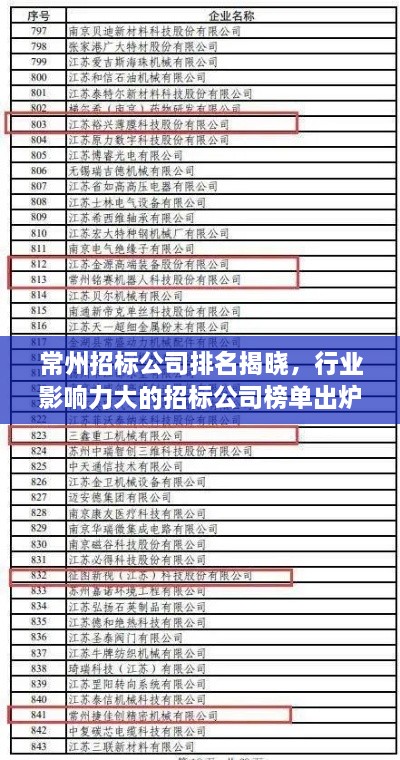 常州招标公司排名揭晓，行业影响力大的招标公司榜单出炉！